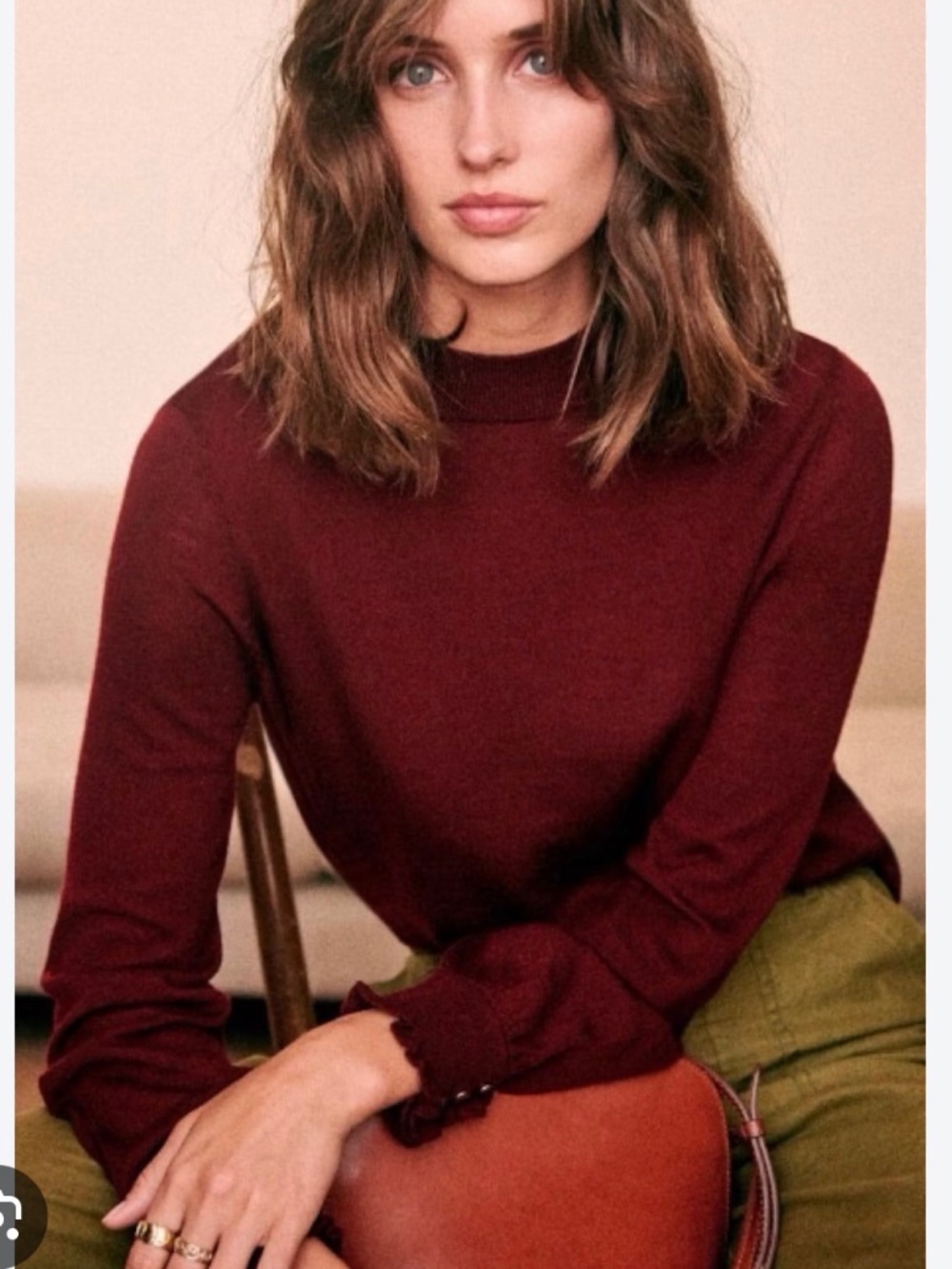 ISO Sezane Hazel Sweater in Bauegundy